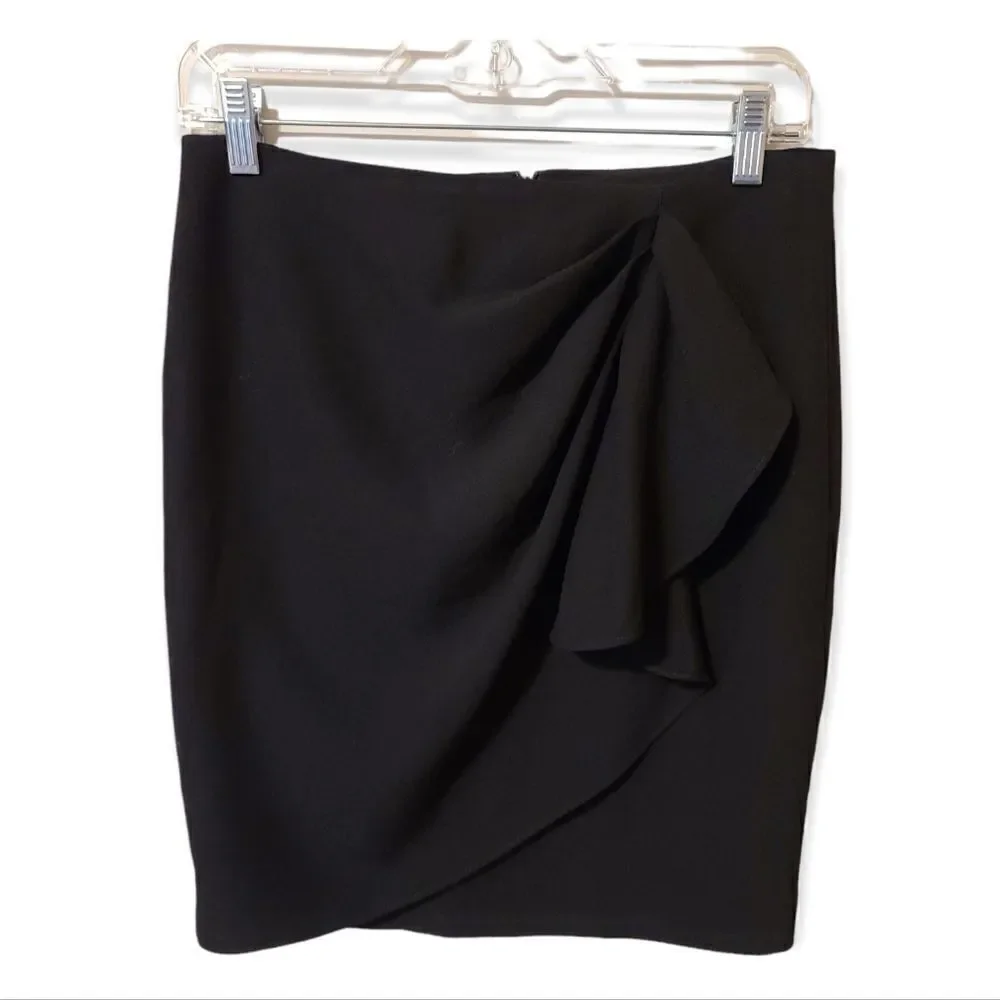 ZARA Black Pencil Skirt with Ruffle Size M
